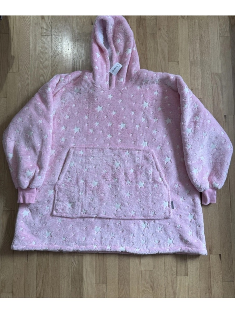 Cozy Pink Star Plush Hooded Kids Pullover
